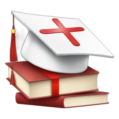 White Student cap with red medical cross On a stack of books sticker