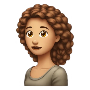 Fille marron aux cheveux frisée détachés sticker