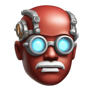 Red skin male cyborg head with white goatee and white steampunk goggles sticker
