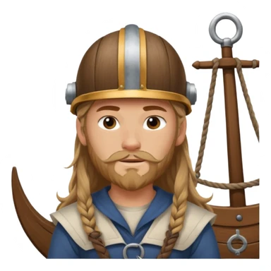 Young viking sailor on ship deck sticker