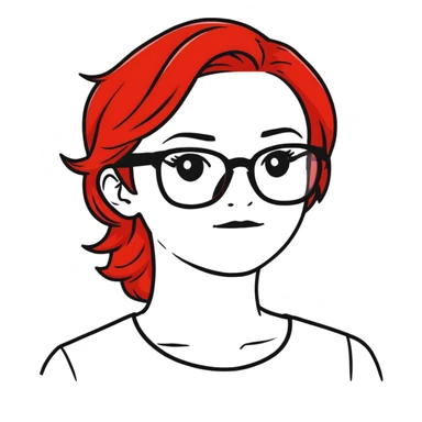 woman with glasses and fiery red hair sticker