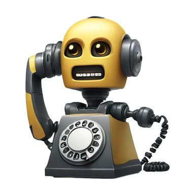 robot talking on a rotary phone sticker