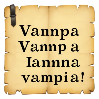 Text VAMPA written on old pergamin sticker