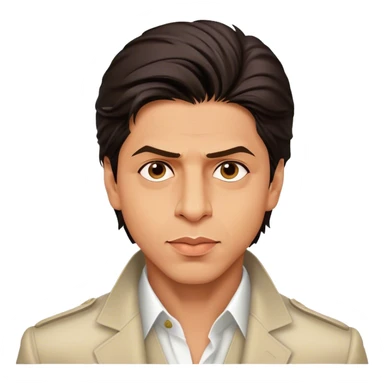 Cinematic Realistic portrait of Shah Rukh Khan, portrayed as a charismatic film star with expressive features and stylish contemporary attire, rendered in rich, dynamic lighting that captures his magnetic presence sticker