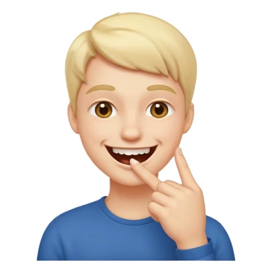 Un bonhomme qui mord son doigt en souriant sticker