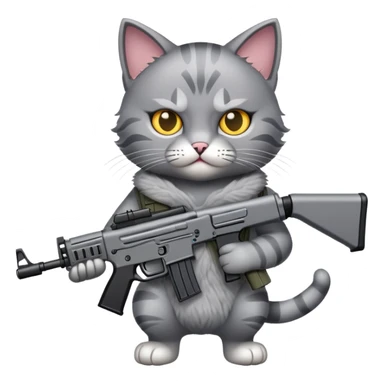 Cat with assault rifle  sticker