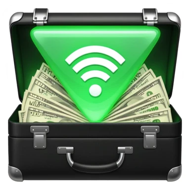 open wifi money filled briefcase sticker