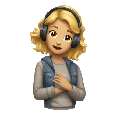 Girl listening to music  sticker