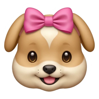 This puppy HEAD 🐶 with a pink bow, please in apple ios emoji stylem sticker