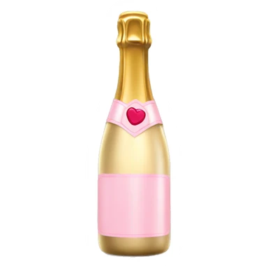 A champagne bottle with a light pink label sticker
