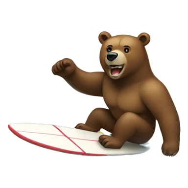 bear surfing sticker