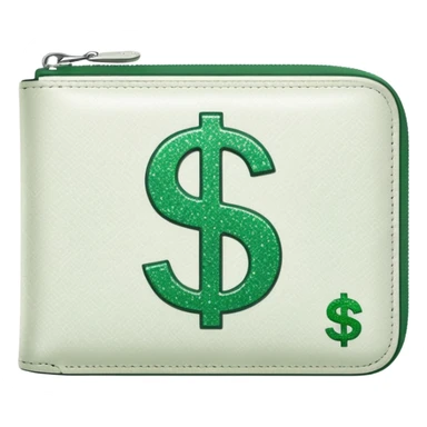 glitter white wallet green symbol $ sticker