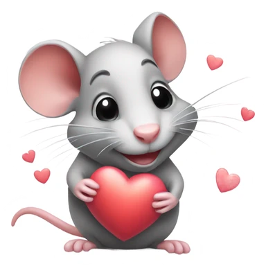 cute happy rat with hearts and love  sticker