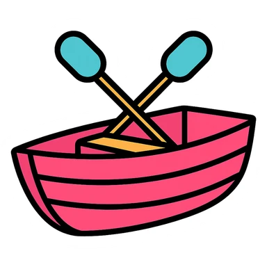 classic pink wooden rowing boat sticker