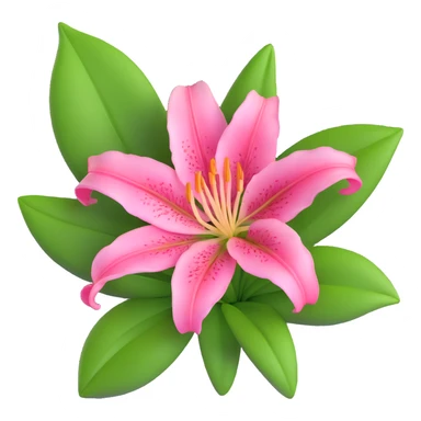 Elegant pink lily flower with detailed petals and green foliage sticker