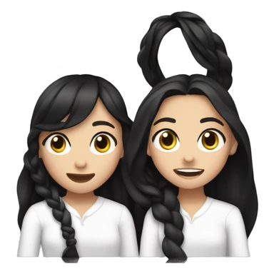 Olivia Rodrigo singing with a girl with white shirt wavy black hair and black eyes sticker
