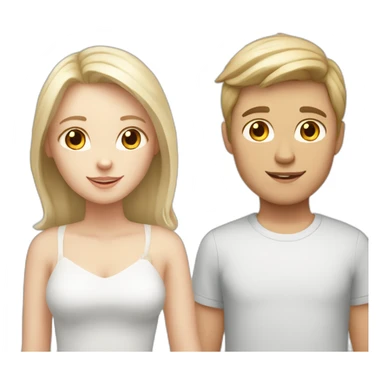 blond white girl and brunette white boy, white cat, grey cat sticker