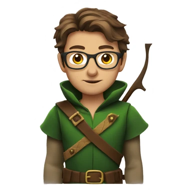 Robin Hood with brown hair an glasses sticker
