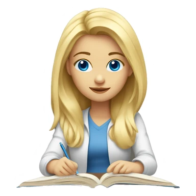 blonde girl blue eyes studying sticker