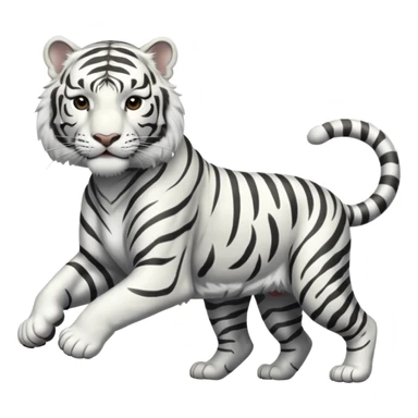A white tiger pouncing at the screen with silver accsents make it less cartoon looking  sticker