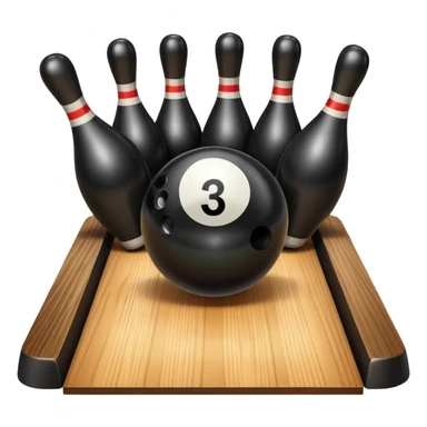 bowling ball is knocking down 3 pins with an 8 ball sticker