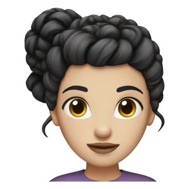 White skin black hair in a high bun girl sticker