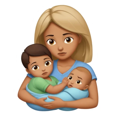 A woman holds her baby in her hands hugs him and looks a little agressive  sticker