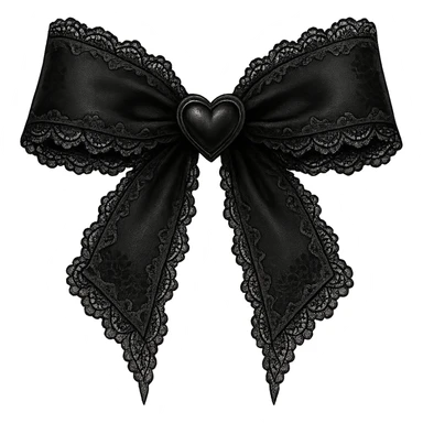  gothic bow with black lace trim and heart charm, remove background sticker