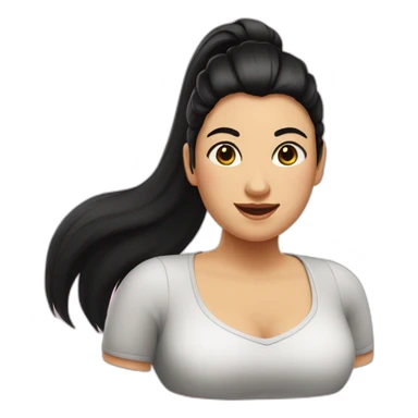 a-fat-woman-with-black-hair,-with-a-ponytail,-happy,-black eyes sticker