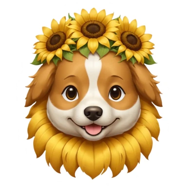 dog with sunflower crown sticker