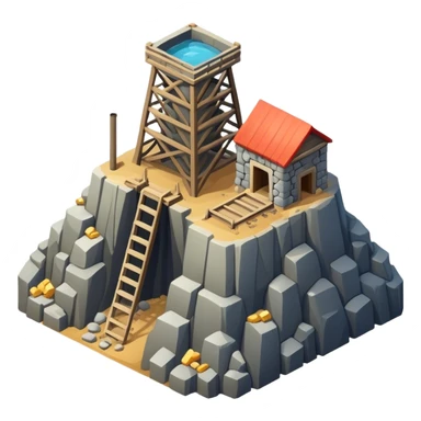 Isometric stone mining shaft sticker