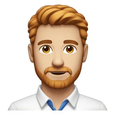 Portrait of an adult guy with brown-red hair, serious, light skin, brown stubble, blue eyes, wearing a white office shirt. sticker