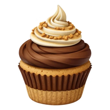 S’mores cupcake with chocolate and graham cracker sticker