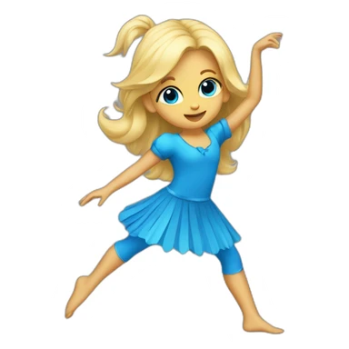 little blonde girl dancing in a blue bird costume sticker