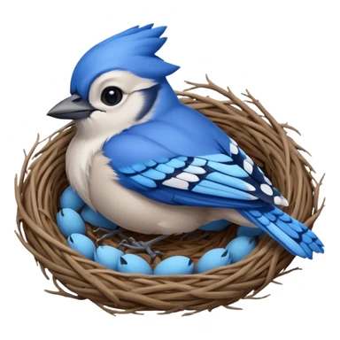 bluejay bird sleepin in nest  sticker