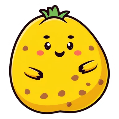 Photorealistic heart-shaped potato with golden skin and brown spots on white background. sticker