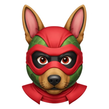 German shepherd with ninja turtle mask red sticker