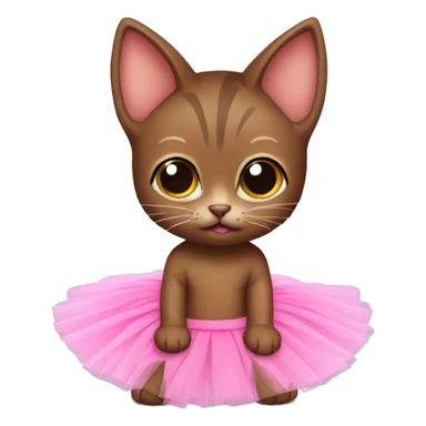 brown kittin in pink tutu sticker