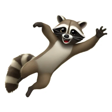 Raccoon doing a flying side kick sticker