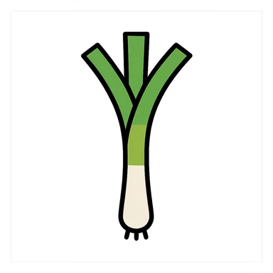 Make the leek even taller and add a small downward curve to its shape, keep the vibrant color outline style. sticker