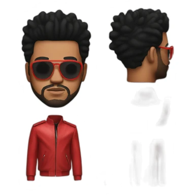 the weeknd red costume with classes sticker