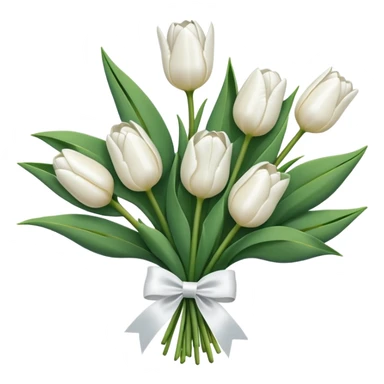 Bouquet of white tulips with a white bow  sticker