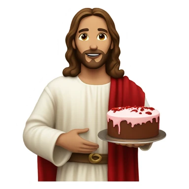 Jesus holding red velvet cake sticker