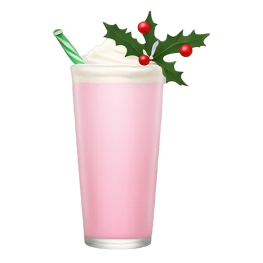 pastel pink christmas drink, with mistletoe on the top of it sticker