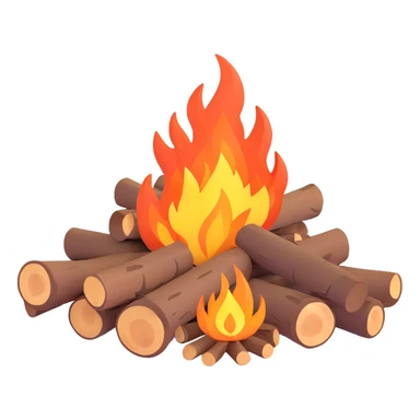 campfire with logs and flames sticker