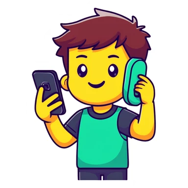 cheerful cartoon teenager holding a phone with 'Tax Refund!' notification, sparkling eyes, vibrant colors sticker