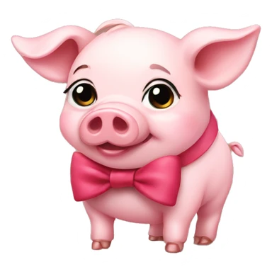 a cute pig wearing a bow sticker