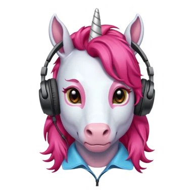 headphone wearing unicorn with red hair sticker