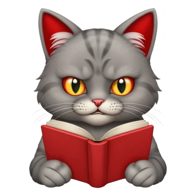  1 angry Cat reading book + flower sticker