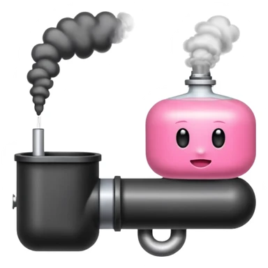 Dos tubos de ensayo diferentes con líquido rosa y otro con líquido negro, y humo. sticker